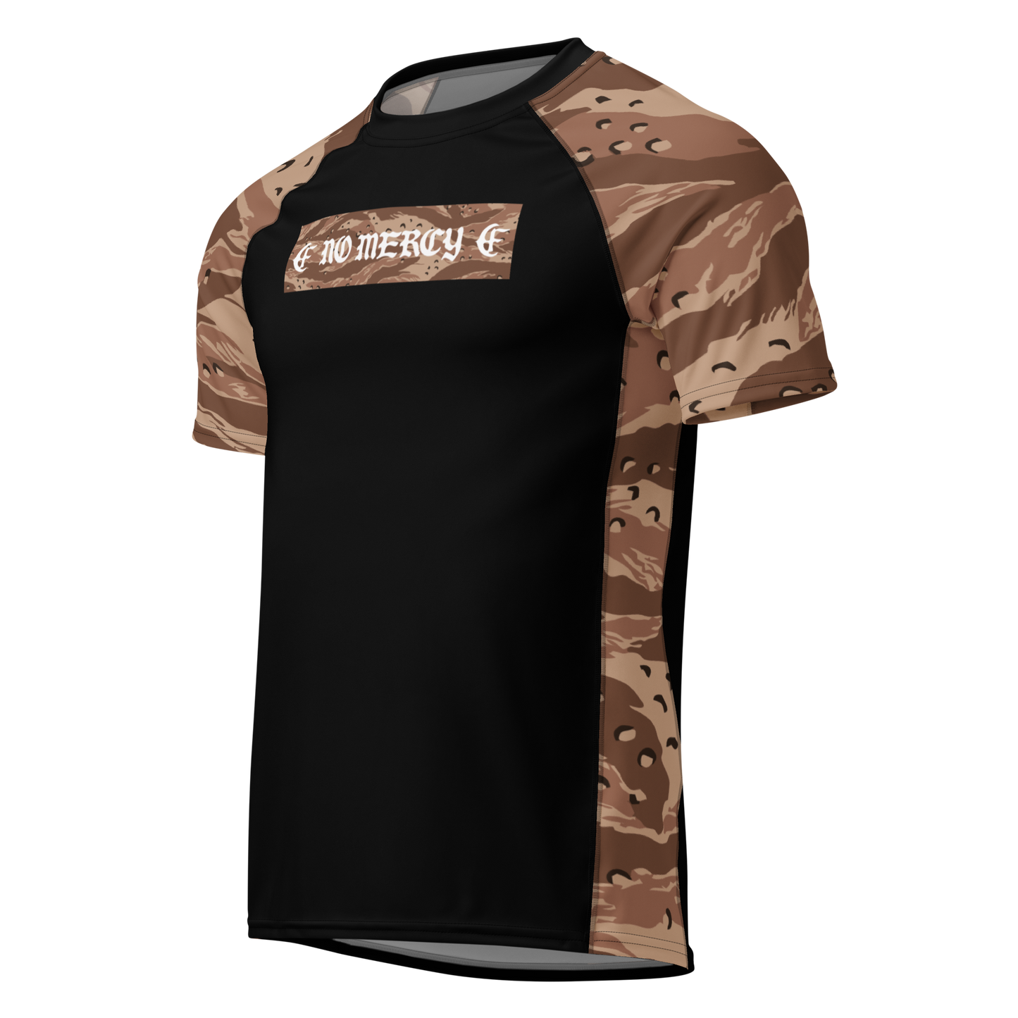 “No Mercy” Rash Guard – Chocolate Chip Desert Tiger